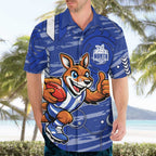 North Melbourne Kangaroos Hawaiian Shirt Mascot Cartoon Football Illustration Style