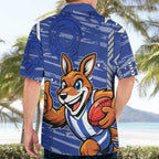 North Melbourne Kangaroos Hawaiian Shirt Mascot Cartoon Football Illustration Style