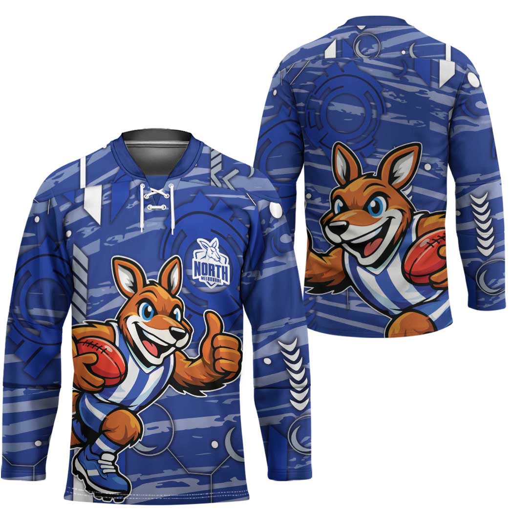 North Melbourne Kangaroos Hockey Jersey Mascot Cartoon Football Illustration Style