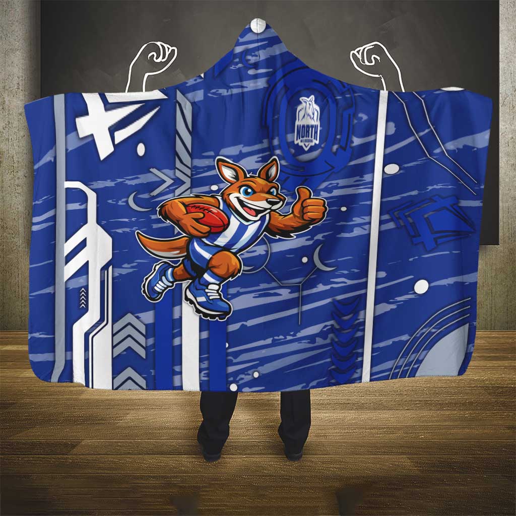 North Melbourne Kangaroos Hooded Blanket Mascot Cartoon Football Illustration Style