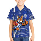 North Melbourne Kangaroos Kid Hawaiian Shirt Mascot Cartoon Football Illustration Style