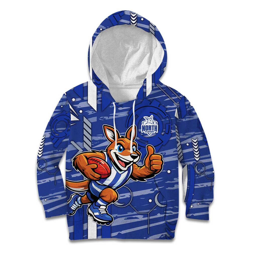 North Melbourne Kangaroos Kid Hoodie Mascot Cartoon Football Illustration Style