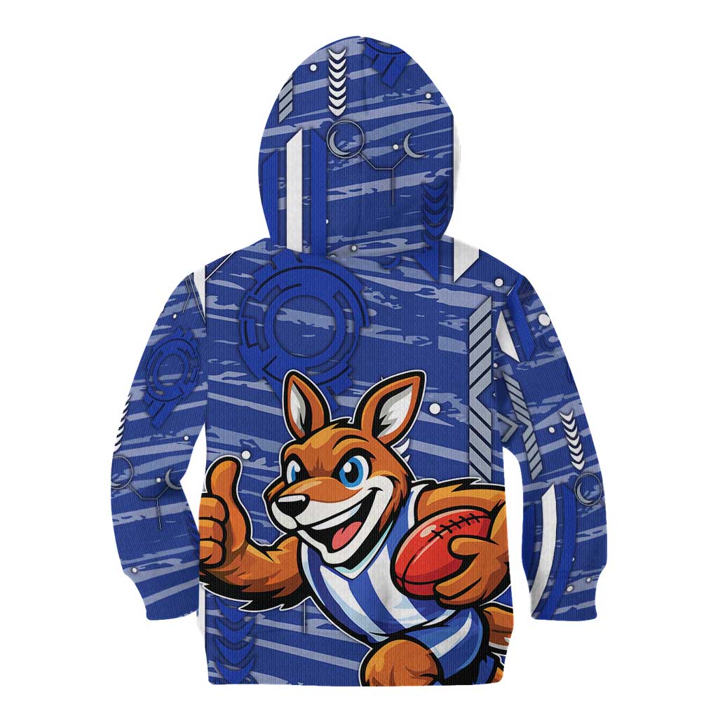 North Melbourne Kangaroos Kid Hoodie Mascot Cartoon Football Illustration Style