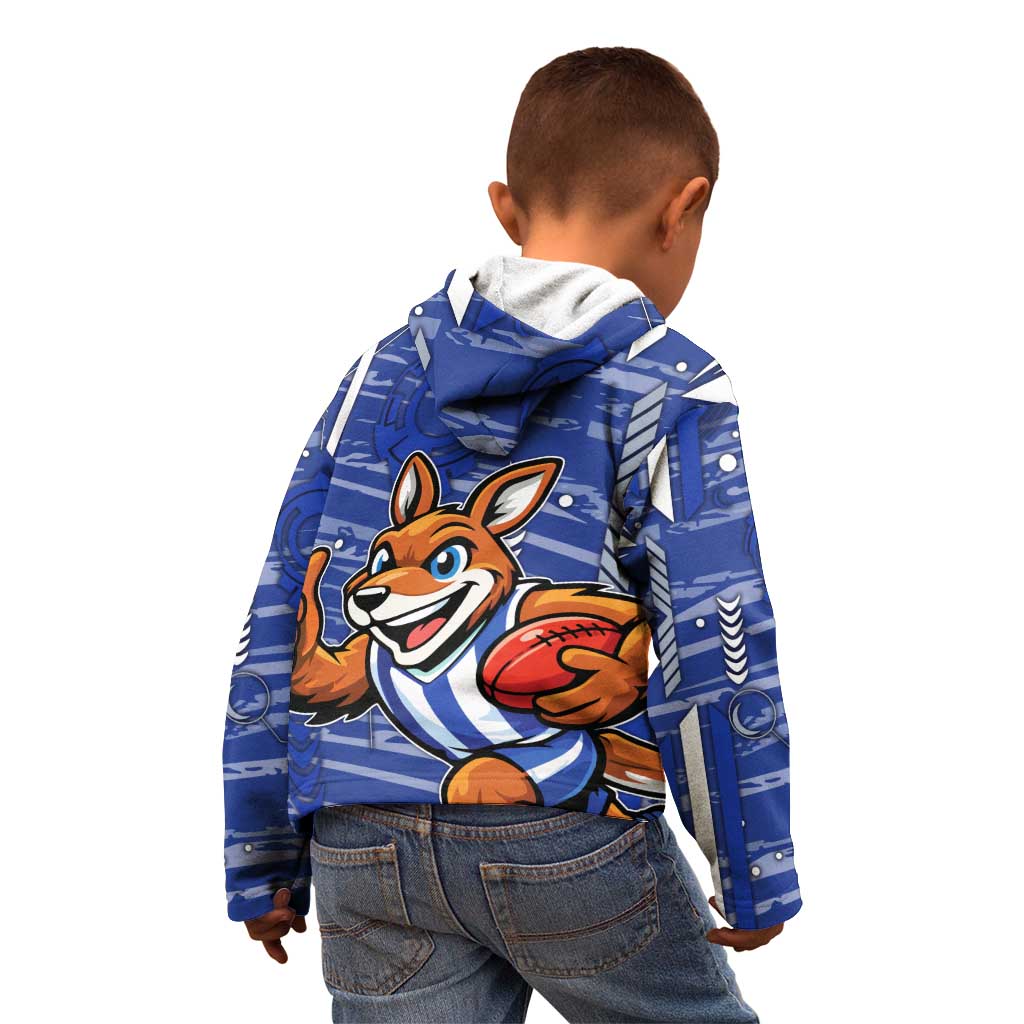 North Melbourne Kangaroos Kid Hoodie Mascot Cartoon Football Illustration Style