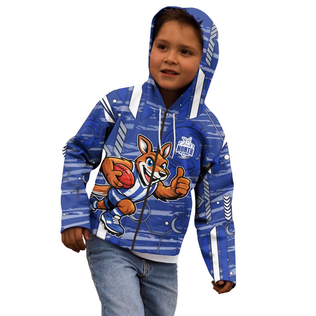 North Melbourne Kangaroos Kid Hoodie Mascot Cartoon Football Illustration Style