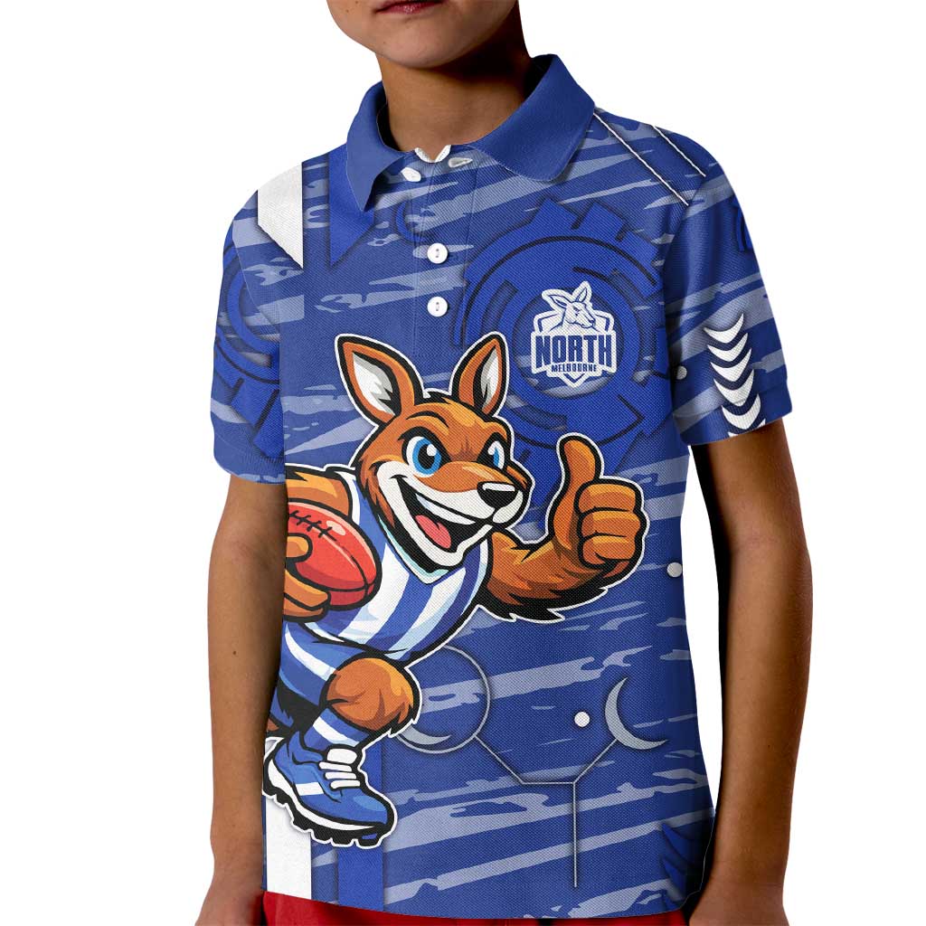 North Melbourne Kangaroos Kid Polo Shirt Mascot Cartoon Football Illustration Style