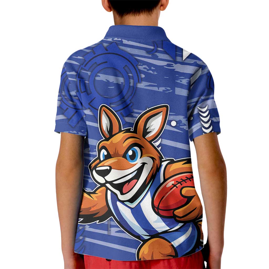 North Melbourne Kangaroos Kid Polo Shirt Mascot Cartoon Football Illustration Style