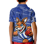 North Melbourne Kangaroos Kid Polo Shirt Mascot Cartoon Football Illustration Style