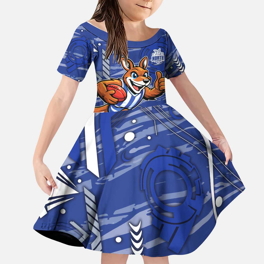 North Melbourne Kangaroos Kid Short Sleeve Dress Mascot Cartoon Football Illustration Style