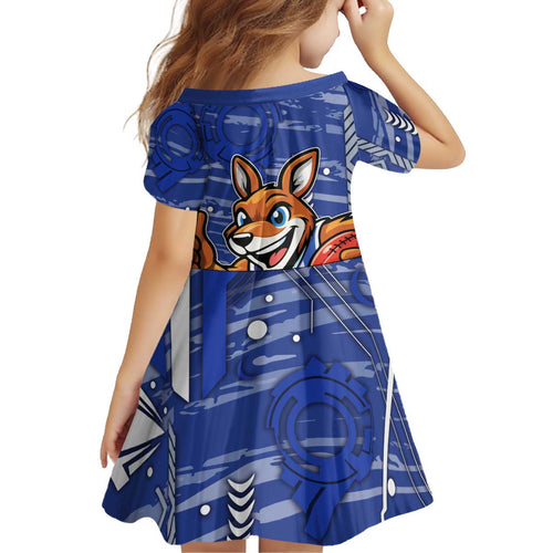 North Melbourne Kangaroos Kid Short Sleeve Dress Mascot Cartoon Football Illustration Style