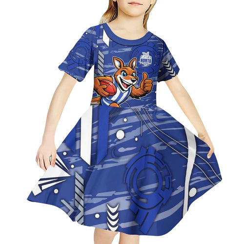 North Melbourne Kangaroos Kid Short Sleeve Dress Mascot Cartoon Football Illustration Style