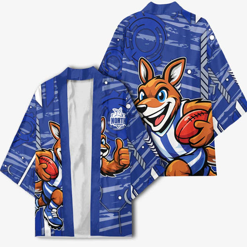 North Melbourne Kangaroos Kimono Mascot Cartoon Football Illustration Style