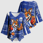 North Melbourne Kangaroos Kimono Sleeve Blouse Mascot Cartoon Football Illustration Style