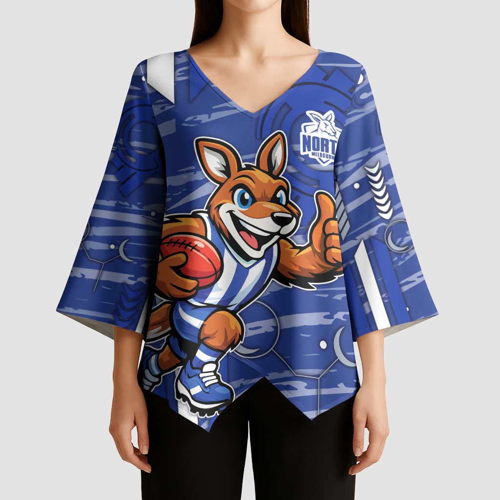 North Melbourne Kangaroos Kimono Sleeve Blouse Mascot Cartoon Football Illustration Style
