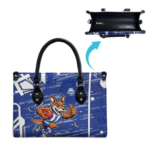 North Melbourne Kangaroos Leather Bag Mascot Cartoon Football Illustration Style