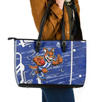 North Melbourne Kangaroos Leather Tote Bag Mascot Cartoon Football Illustration Style