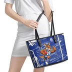North Melbourne Kangaroos Leather Tote Bag Mascot Cartoon Football Illustration Style