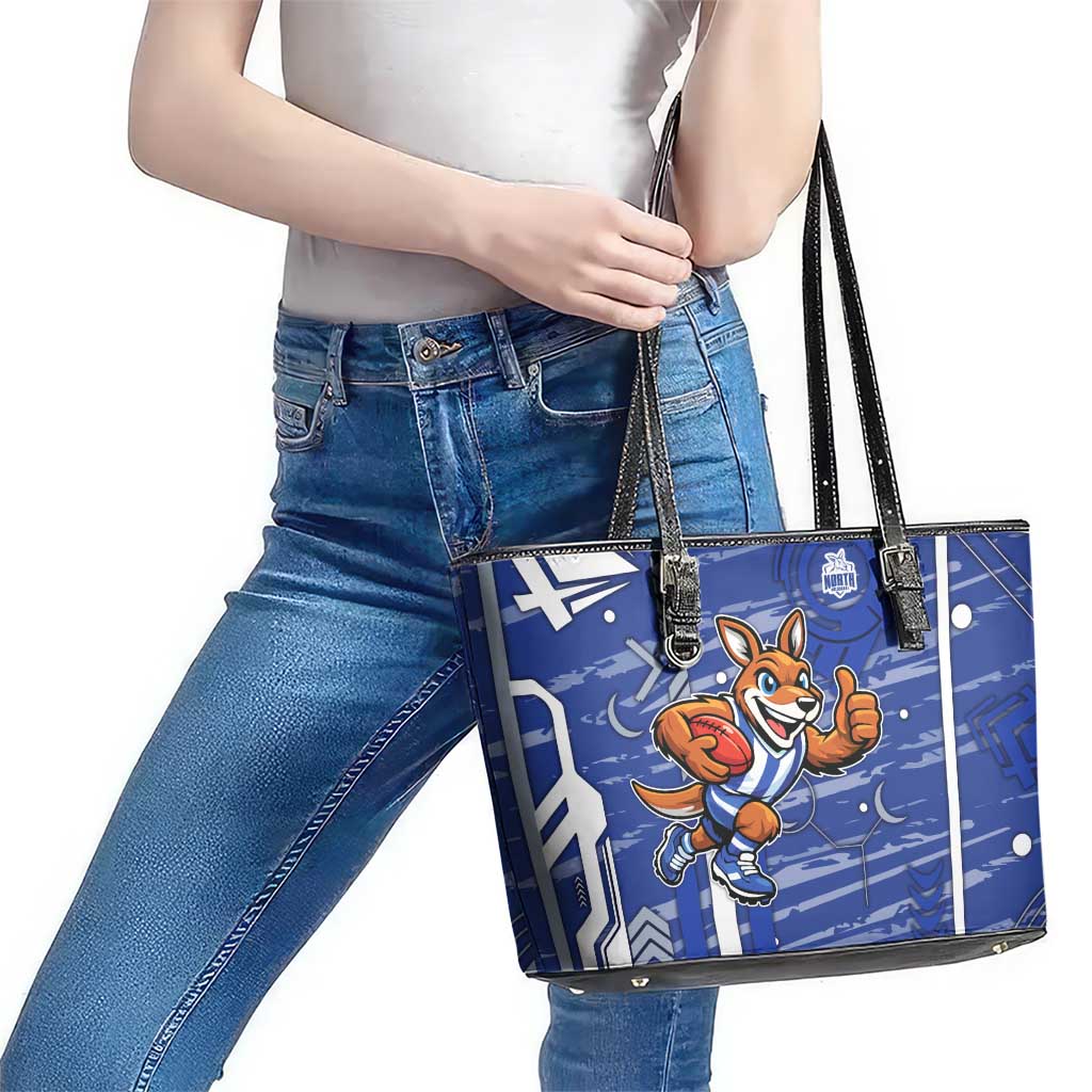 North Melbourne Kangaroos Leather Tote Bag Mascot Cartoon Football Illustration Style