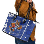 North Melbourne Kangaroos Leather Tote Bag Mascot Cartoon Football Illustration Style