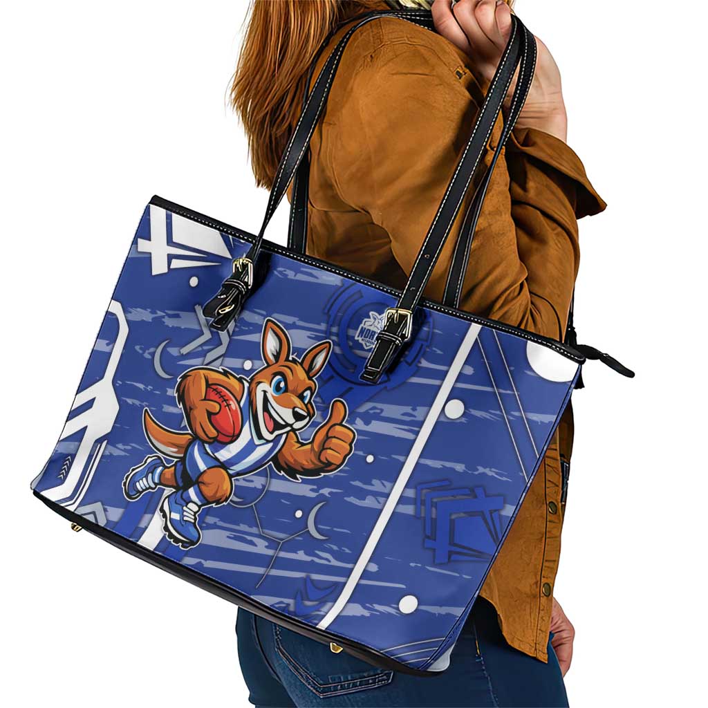 North Melbourne Kangaroos Leather Tote Bag Mascot Cartoon Football Illustration Style
