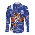 North Melbourne Kangaroos Long Sleeve Button Shirt Mascot Cartoon Football Illustration Style