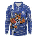 North Melbourne Kangaroos Long Sleeve Polo Shirt Mascot Cartoon Football Illustration Style