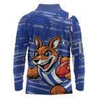 North Melbourne Kangaroos Long Sleeve Polo Shirt Mascot Cartoon Football Illustration Style