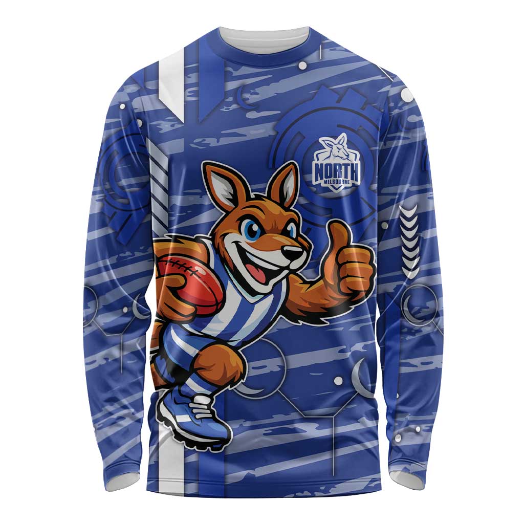 North Melbourne Kangaroos Long Sleeve Shirt Mascot Cartoon Football Illustration Style