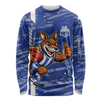 North Melbourne Kangaroos Long Sleeve Shirt Mascot Cartoon Football Illustration Style