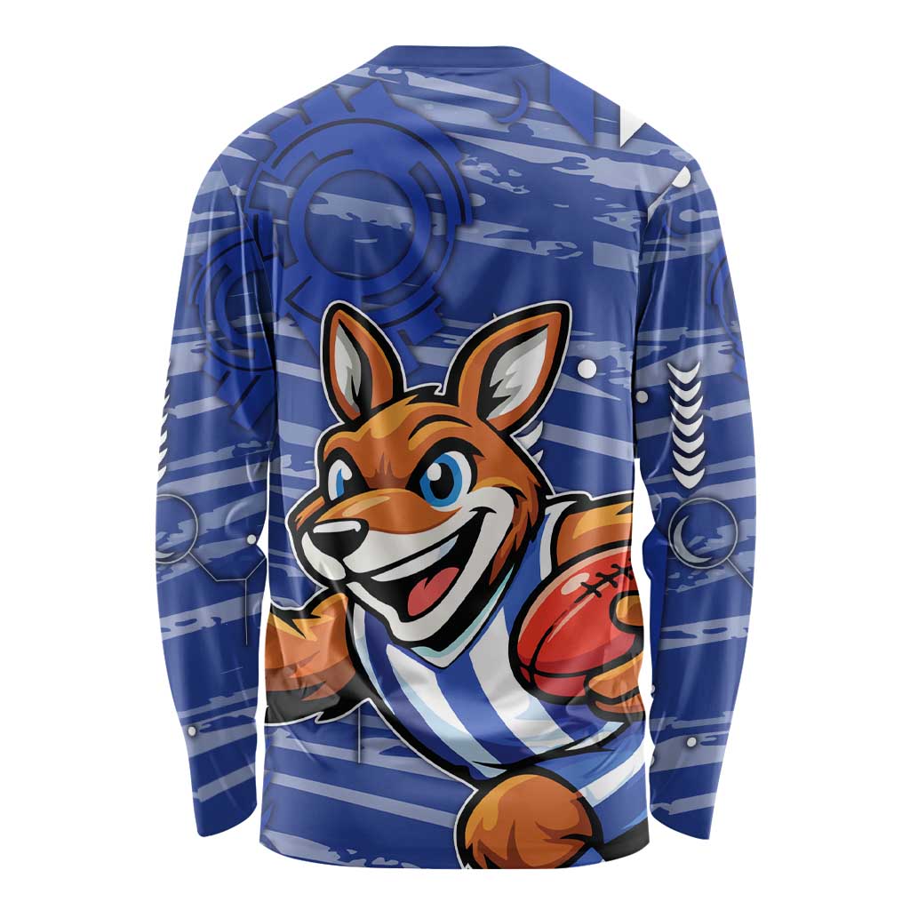 North Melbourne Kangaroos Long Sleeve Shirt Mascot Cartoon Football Illustration Style