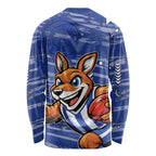 North Melbourne Kangaroos Long Sleeve Shirt Mascot Cartoon Football Illustration Style