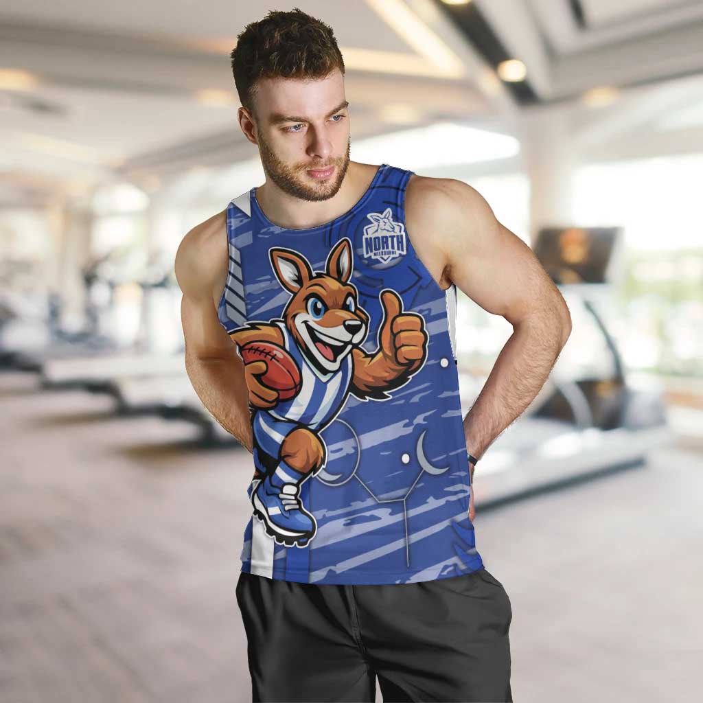 North Melbourne Kangaroos Men Tank Top Mascot Cartoon Football Illustration Style