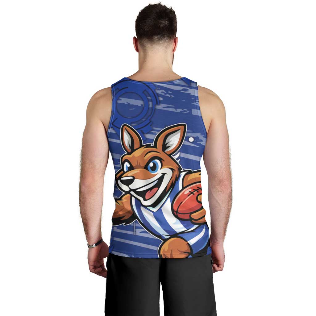 North Melbourne Kangaroos Men Tank Top Mascot Cartoon Football Illustration Style