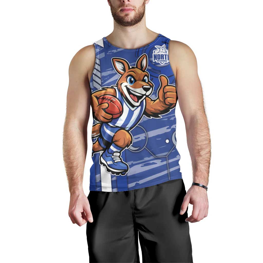 North Melbourne Kangaroos Men Tank Top Mascot Cartoon Football Illustration Style
