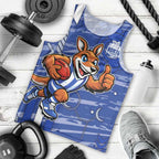 North Melbourne Kangaroos Men Tank Top Mascot Cartoon Football Illustration Style