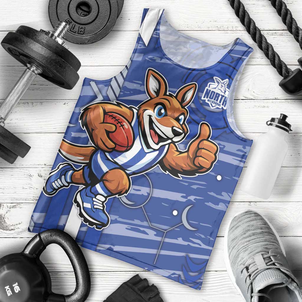 North Melbourne Kangaroos Men Tank Top Mascot Cartoon Football Illustration Style