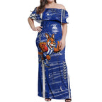 North Melbourne Kangaroos Off Shoulder Maxi Dress Mascot Cartoon Football Illustration Style