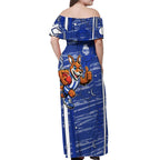 North Melbourne Kangaroos Off Shoulder Maxi Dress Mascot Cartoon Football Illustration Style