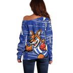 North Melbourne Kangaroos Off Shoulder Sweater Mascot Cartoon Football Illustration Style