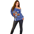 North Melbourne Kangaroos Off Shoulder Sweater Mascot Cartoon Football Illustration Style