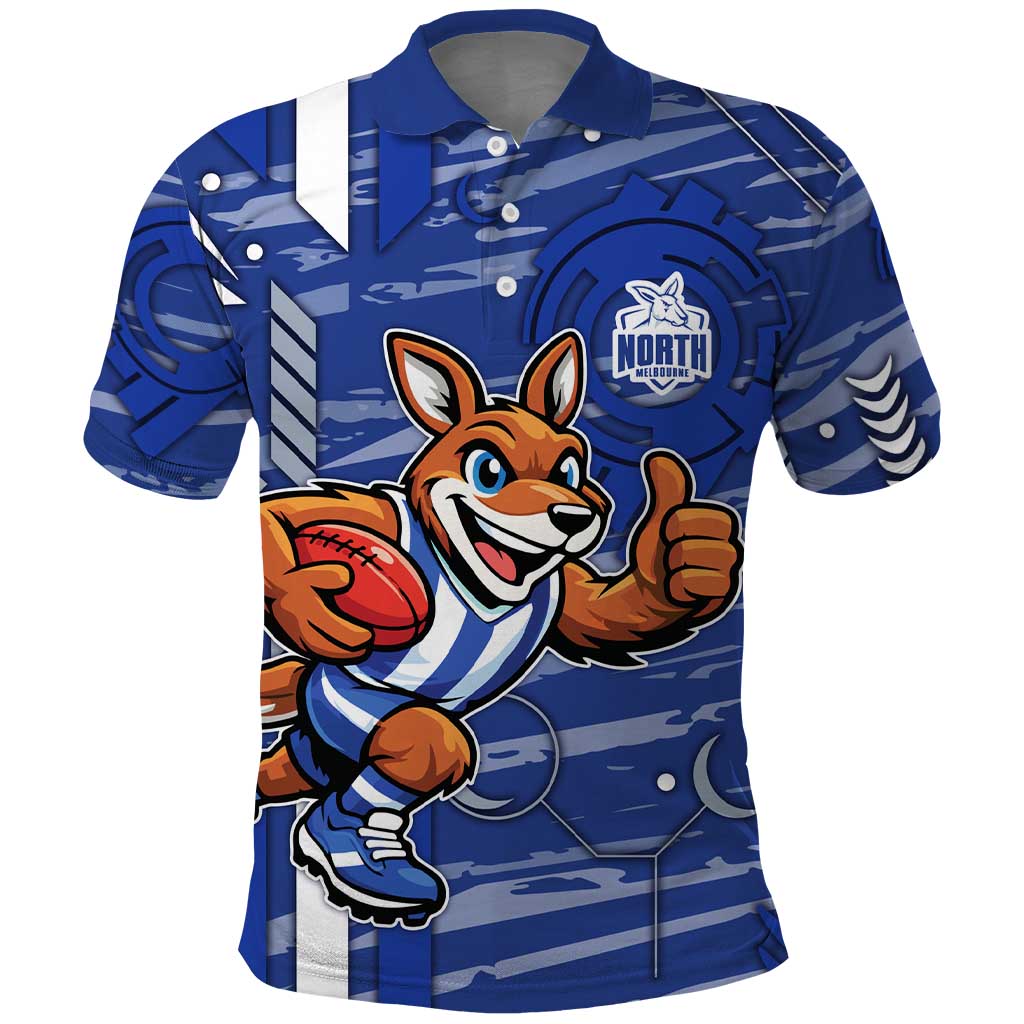 North Melbourne Kangaroos Polo Shirt Mascot Cartoon Football Illustration Style