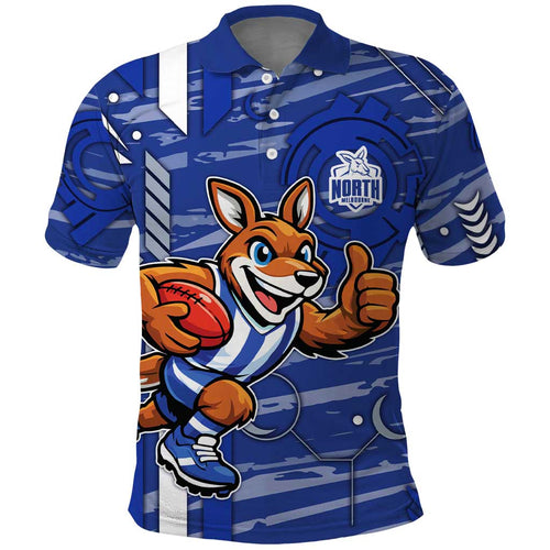 North Melbourne Kangaroos Polo Shirt Mascot Cartoon Football Illustration Style