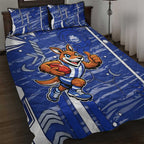 North Melbourne Kangaroos Quilt Bed Set Mascot Cartoon Football Illustration Style