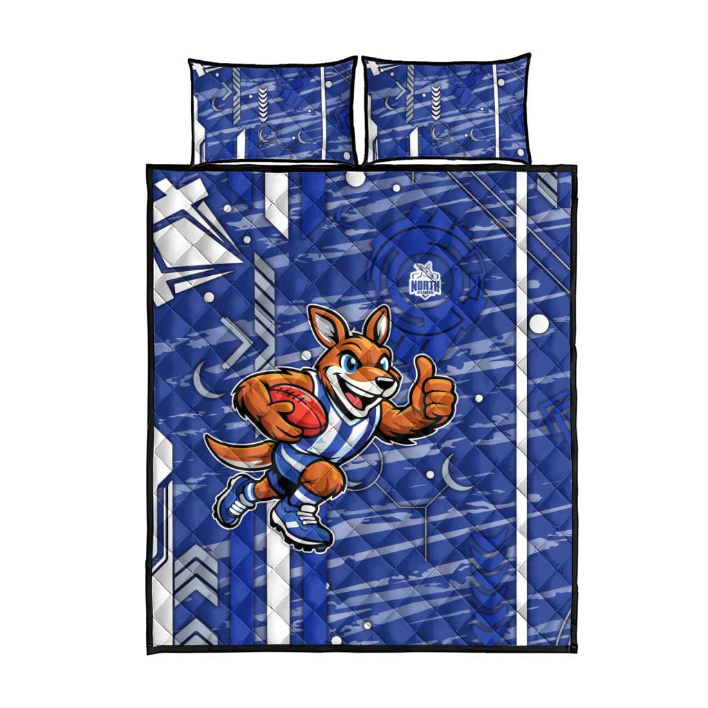 North Melbourne Kangaroos Quilt Bed Set Mascot Cartoon Football Illustration Style