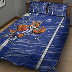 North Melbourne Kangaroos Quilt Bed Set Mascot Cartoon Football Illustration Style