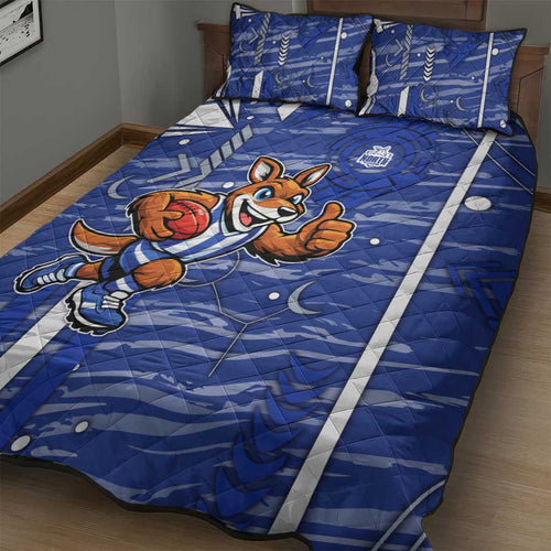 North Melbourne Kangaroos Quilt Bed Set Mascot Cartoon Football Illustration Style