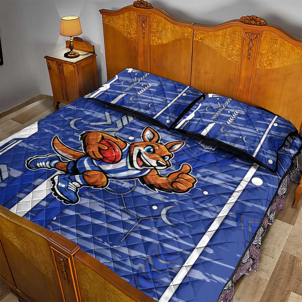 North Melbourne Kangaroos Quilt Bed Set Mascot Cartoon Football Illustration Style