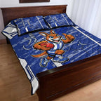 North Melbourne Kangaroos Quilt Bed Set Mascot Cartoon Football Illustration Style