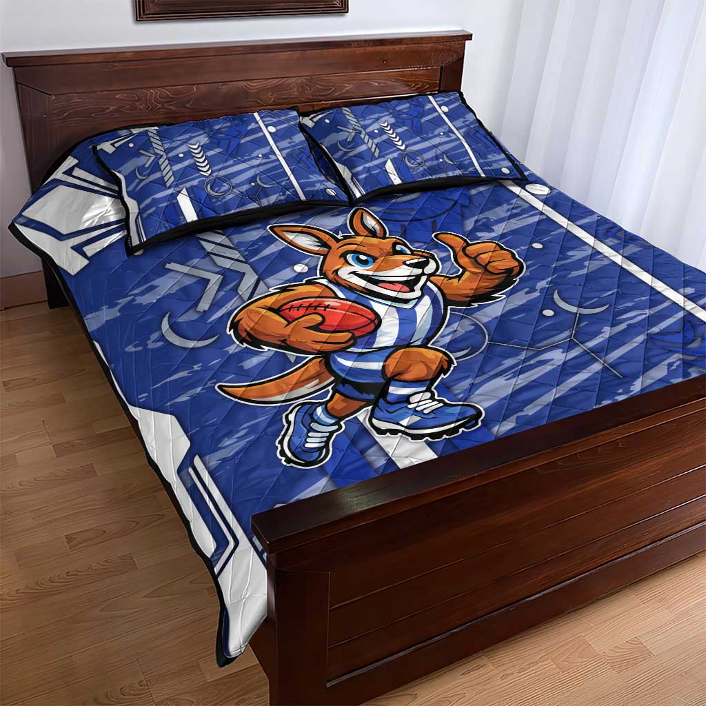 North Melbourne Kangaroos Quilt Bed Set Mascot Cartoon Football Illustration Style