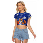 North Melbourne Kangaroos Raglan Cropped T Shirt Mascot Cartoon Football Illustration Style